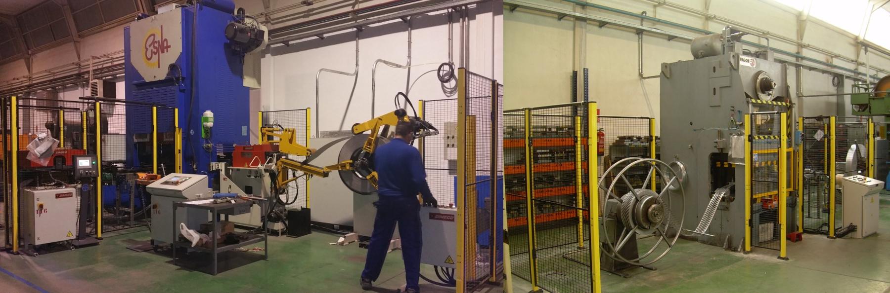 Full production line compliance: press, feeder and decoiler with safety enclosure
